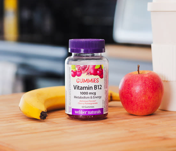 Webber Naturals Vitamin B12 1000 mcg, Cherry Pomegranate, 60 gummies
