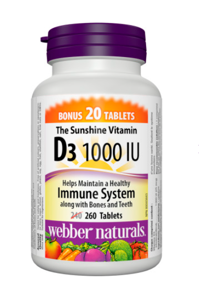Webber Naturals D3 1000 IU，260 片，加量超值装