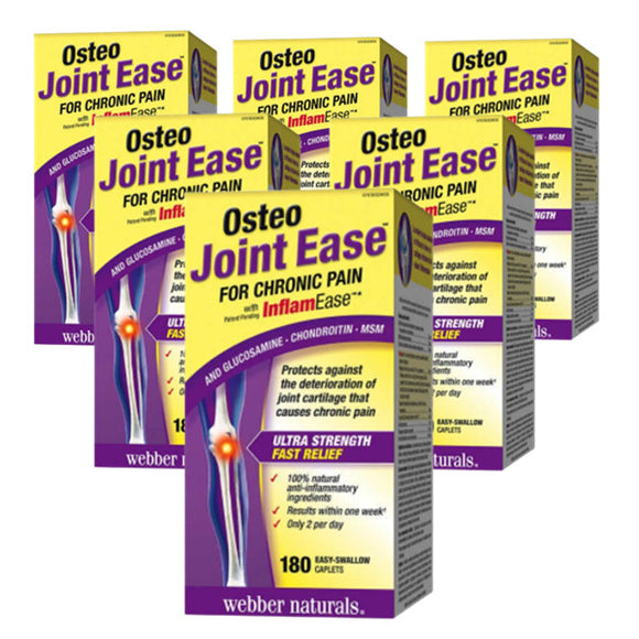 【優惠組合】6瓶 x Webber Naturals Osteo Joint Ease 緩解炎症 - 維骨力+軟骨素+MSM，180粒易吞片