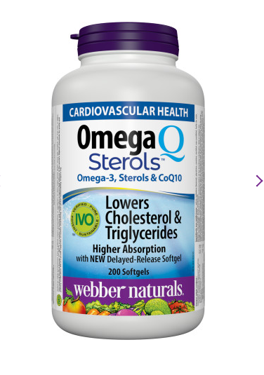 Webber Naturals Omega3 & Sterols & CoQ10 200 softgels Canada