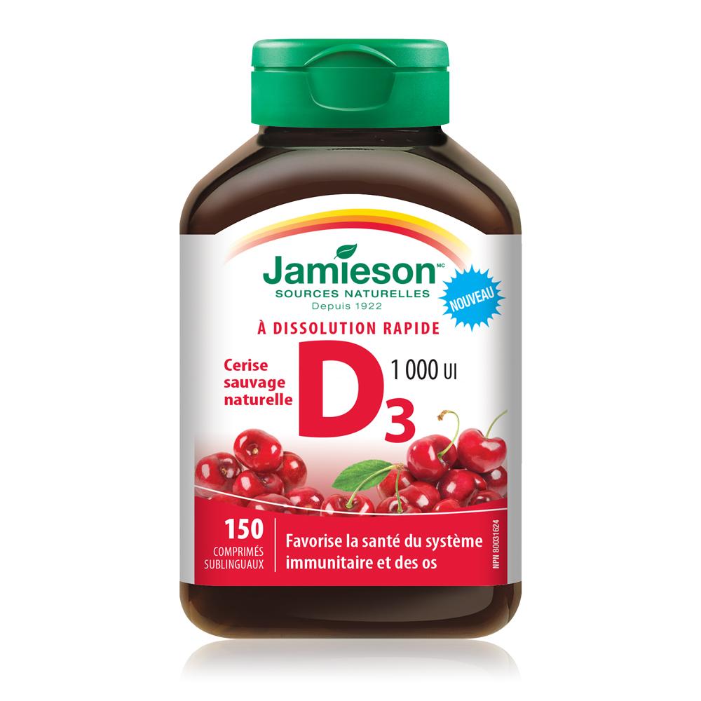 Jamieson Vitamin D3 1000IU sublingual Cherry 150 sublingual tabs 健美生
