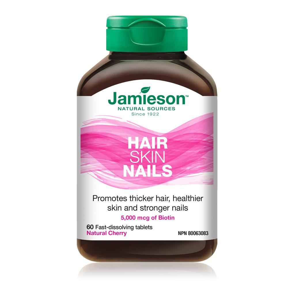 Jamieson Hair, Skin, Nails Biotin Natural Cherry, 60 tablets bottle