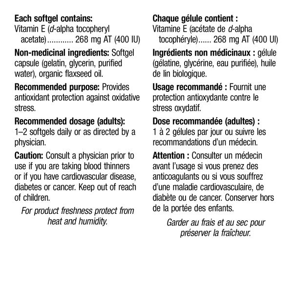 Webber  Naturals 维他命E 400IU， 120粒