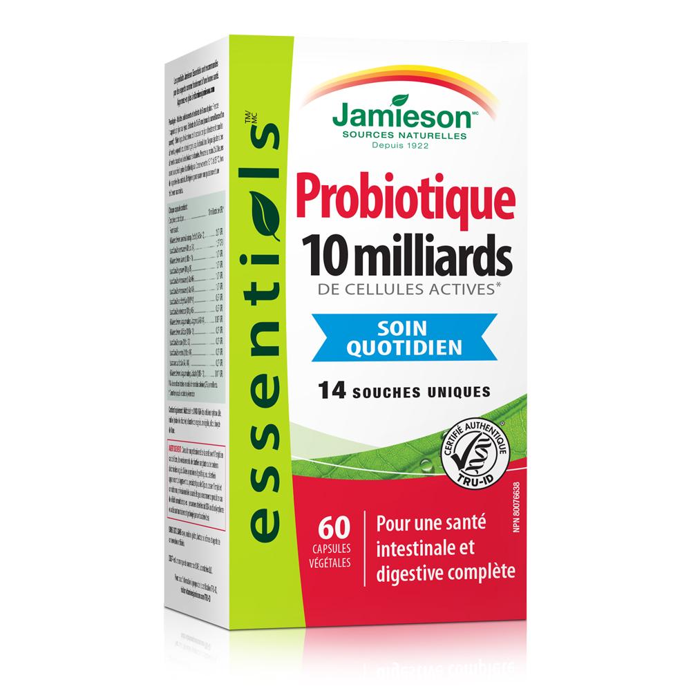 Jamieson Essentials Probiotics 10 Billion 60 veg. capsules boite en francais