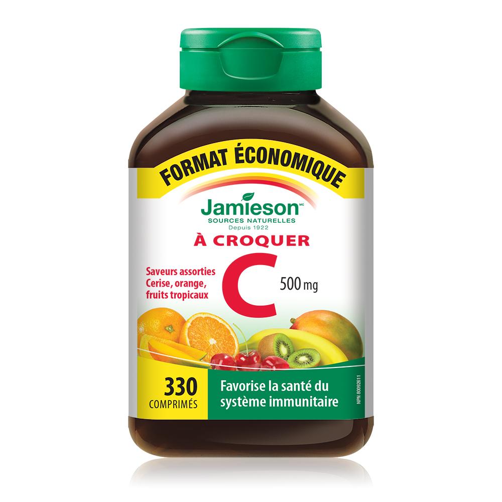 健美生 Jamieson Vitamin C 500 mg Chewable Assorted Flavours Value Size 330 tabs French Canadian Label