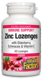 Natural Factors Zinc Lozenges with Elderberry, Echinacea & Vitamin C , Cherry, 60 Lozenges