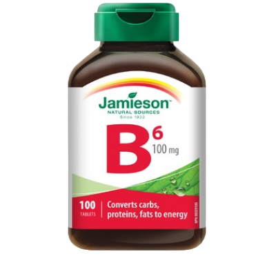 健美生 Jamieson VItamin B6, 100 mg, 100 tablets Canada Label bottle