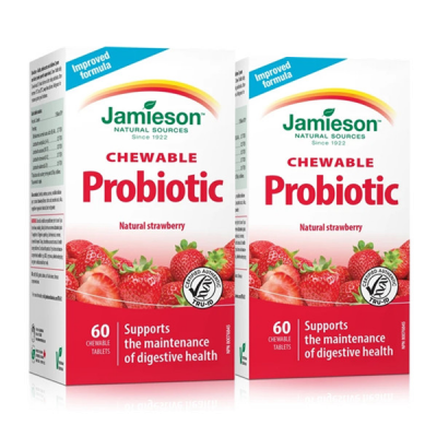  (Promotion Item) 2x Jamieson Chewable Probiotic, Strawberry Yogurt, 60 tabs