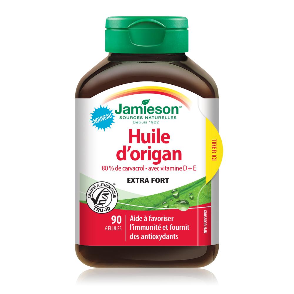 Jamieson Oregano Oil with Vitamin D + E Extra Strength 90 softgels 健美生 french label huile d'origan