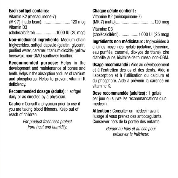 Webber Naturals 维生素K2+D3, 60粒软胶囊