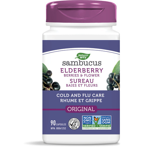 Nature's Way Sambucus Elderberry Cold and Flu Care Capsules, 90 capsules