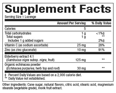 Natural Factors Zinc Lozenges with Elderberry, Echinacea, and Vitamin C , Honey Blossom  , 60 Lozenges