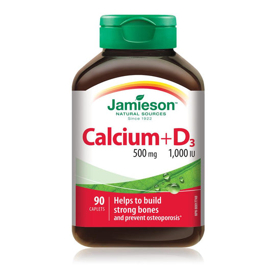 Jamieson Calcium & Vitamin D3, 500mg/1000IU, 90 caplets 健美生