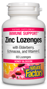 Natural Factors Zinc Lozenges with Elderberry, Echinacea, and Vitamin C , Honey Blossom  , 60 Lozenges
