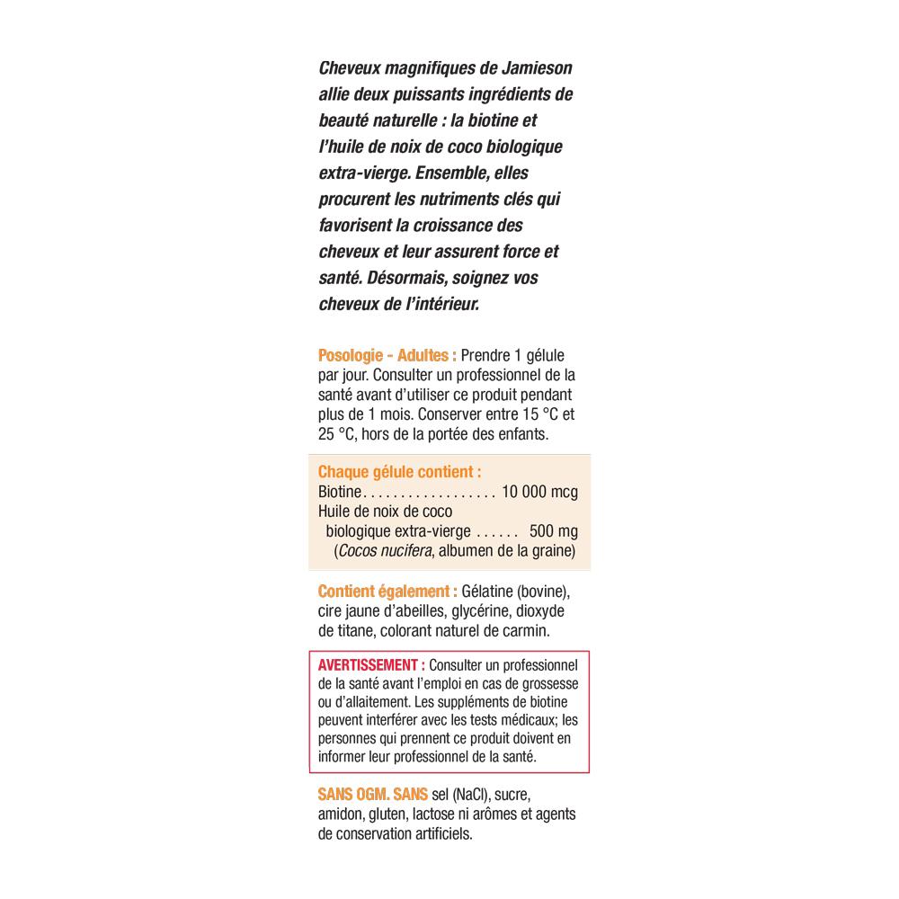 Jamieson Gorgeous Hair 60 softgels ingredients french