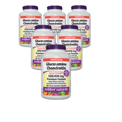  (Promotion Item) 6x Webber Naturals Glucosamine Chondroitin 500/400mg, with Vitamin D3, 300 caps Canada natvd.com